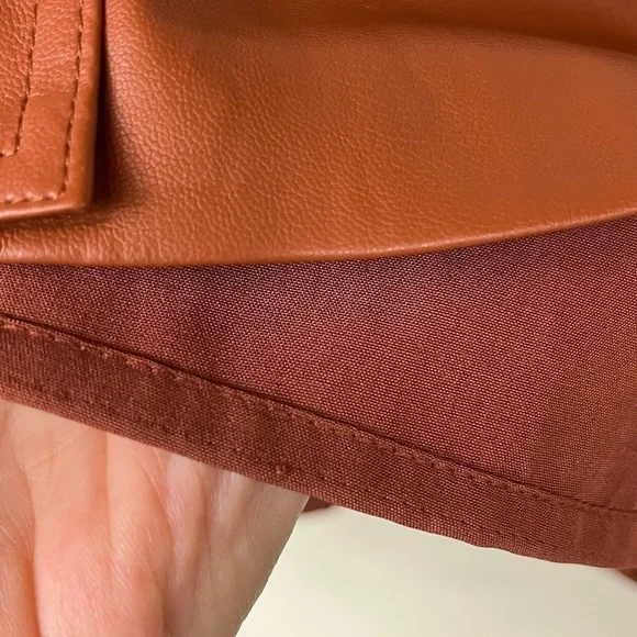 Lulu’s NWT Most Fab Vegan Leather Button-Front Lined Mini Skirt Clay Brown Sz L - Picture 9 of 15